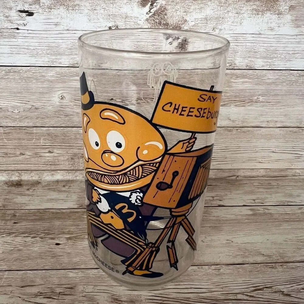 McDonald's Drinking Glass Mayor McCheese Say Cheeseburger 1977 Action Series‎
